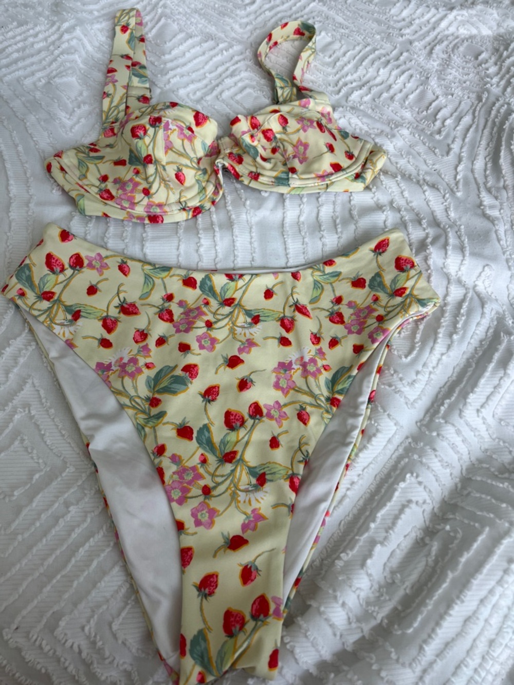 Victoria's Secret Yellow Strawberry Floral Bikini Set